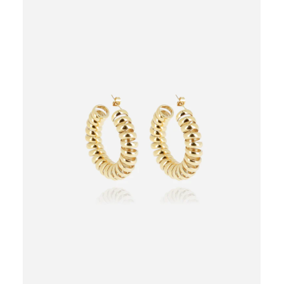 BOUCLE D OREILLE–CREOLE–ACIER DORE–45x10mm