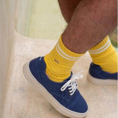 CHAUSSETTE COTON LA RETRO JAUNE