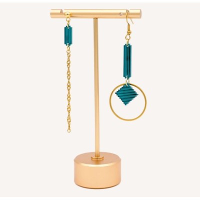 BOUCLES D'OREILLES DALI BLEU PAON