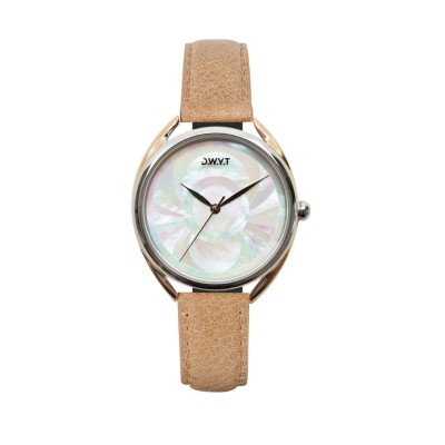 MONTRE CALIPSO BLANCHE - AMANDE CUIR DE POMME - VEGAN