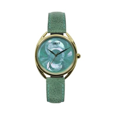 MONTRE CALIPSO VERTE - EMERAUDE CUIR GRAINER