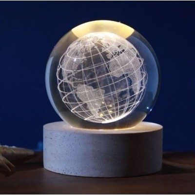 LED TABLE CRYSTAL BALL MEDIUM EARTH