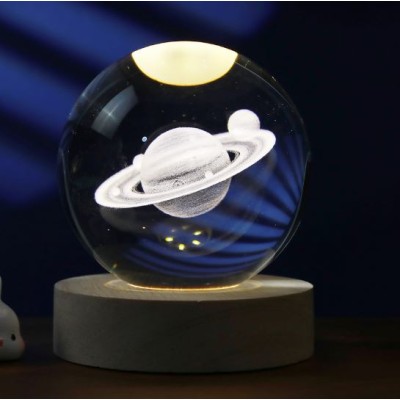 LED TABLE CRYSTAL BALL LARGE SATURN