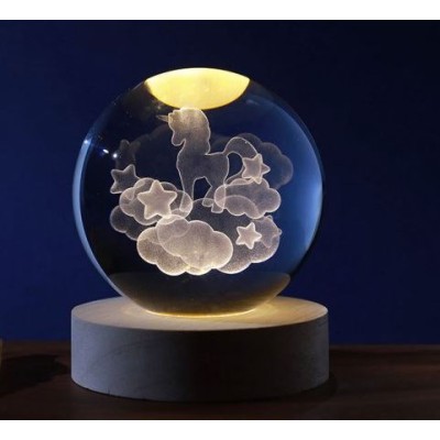 LED TABLE CRYSTAL BALL MEDIUM UNICORN