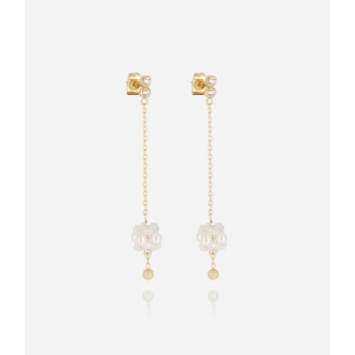 BOUCLE D OREILLE–LONG–ACIER DORE