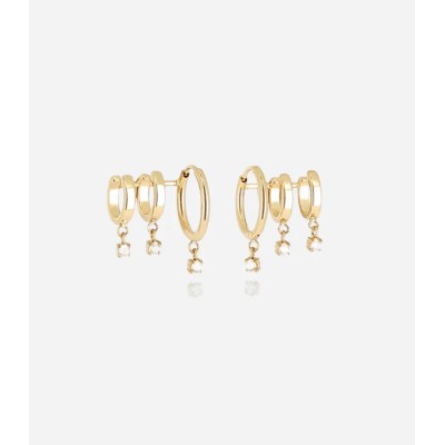 BOUCLE D OREILLE–MULTI–ACIER DORE–17x13mm