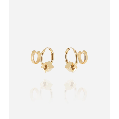 BOUCLE D OREILLE–MULTI–ACIER DORE–D:13mm