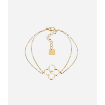 BRACELET–SIMPLE–ACIER DORE–zirconium