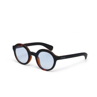SUNGLASSES - SMALL ROUND SHAPE - BLACK HAVANA BLUE - LAURO