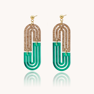 BOUCLES D'OREILLES DANAE VERTE ET OR