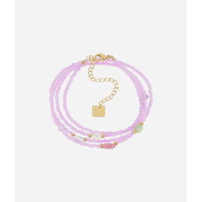 BRACELET–MULTI–ACIER DORE–perles fluorescentes-pierres–2...
