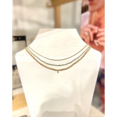 COLLIER–MULTI–ACIER DORE–zirconium