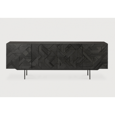 Graphic buffet - verni teck - noir - 4 portes