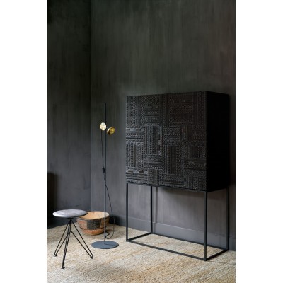 Teak Tabwa black storage cupboard - 2 doors - 2 inside...