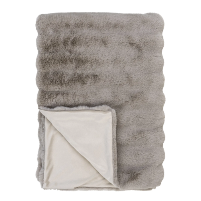 PLAID GELENA, fasse fourrure, gris, 130x180cm