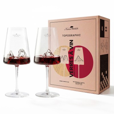 TOPOGRAHIC SET DE 2 VERRES A VIN GRAND CANYON & MATTERHORN