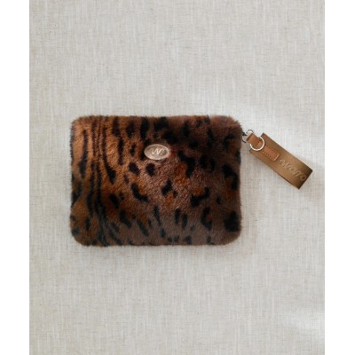 POCHETTE ZIPPEE LEOPARD BROWN