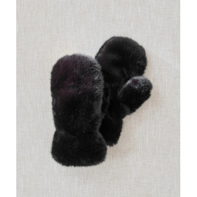 MOUFFLE NOIRES UNIES - FAUSSE FOURRURE